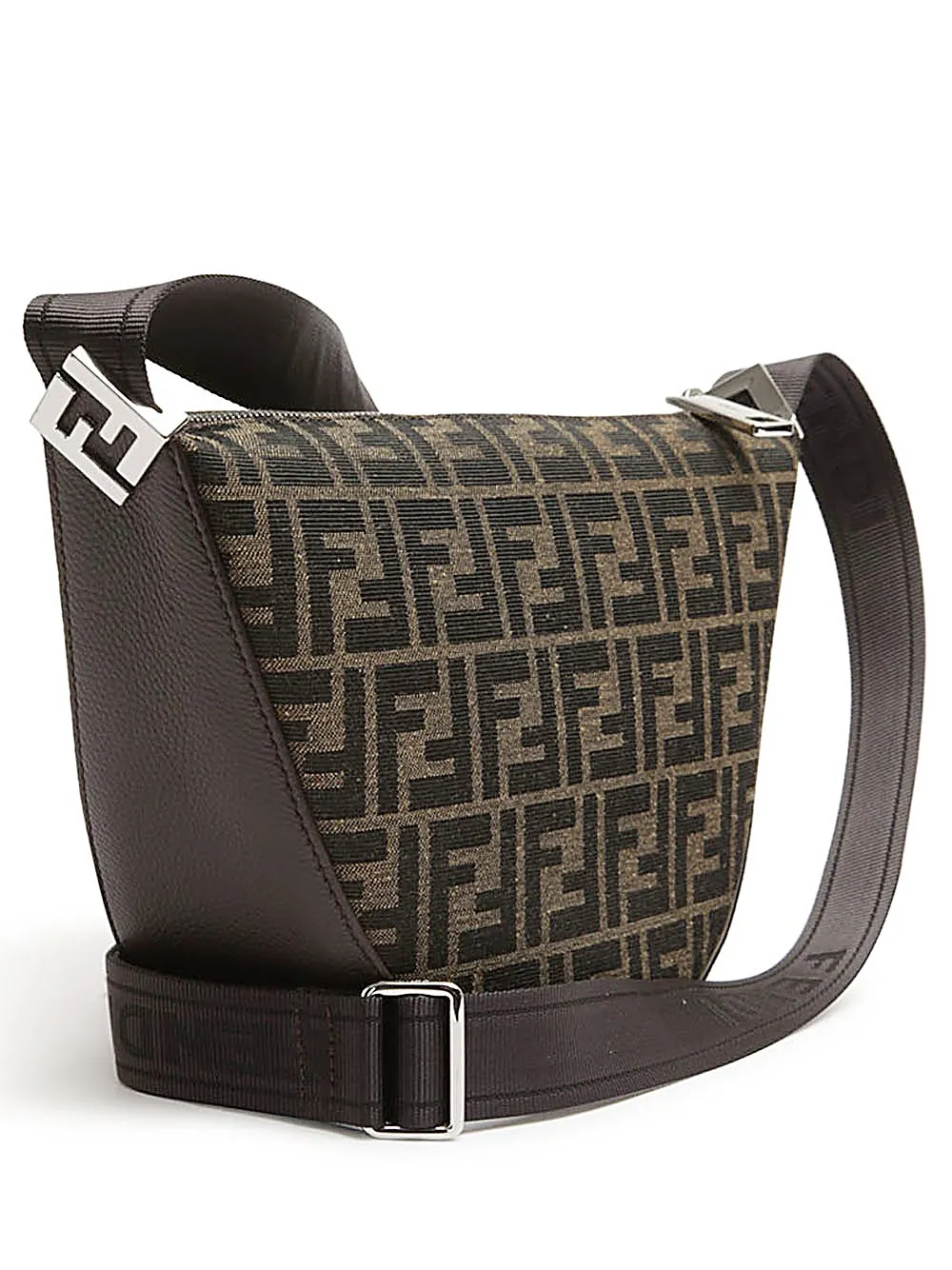 Fendi Melon Small FF Jacquard-Borsa in Jacquard FF marrone
