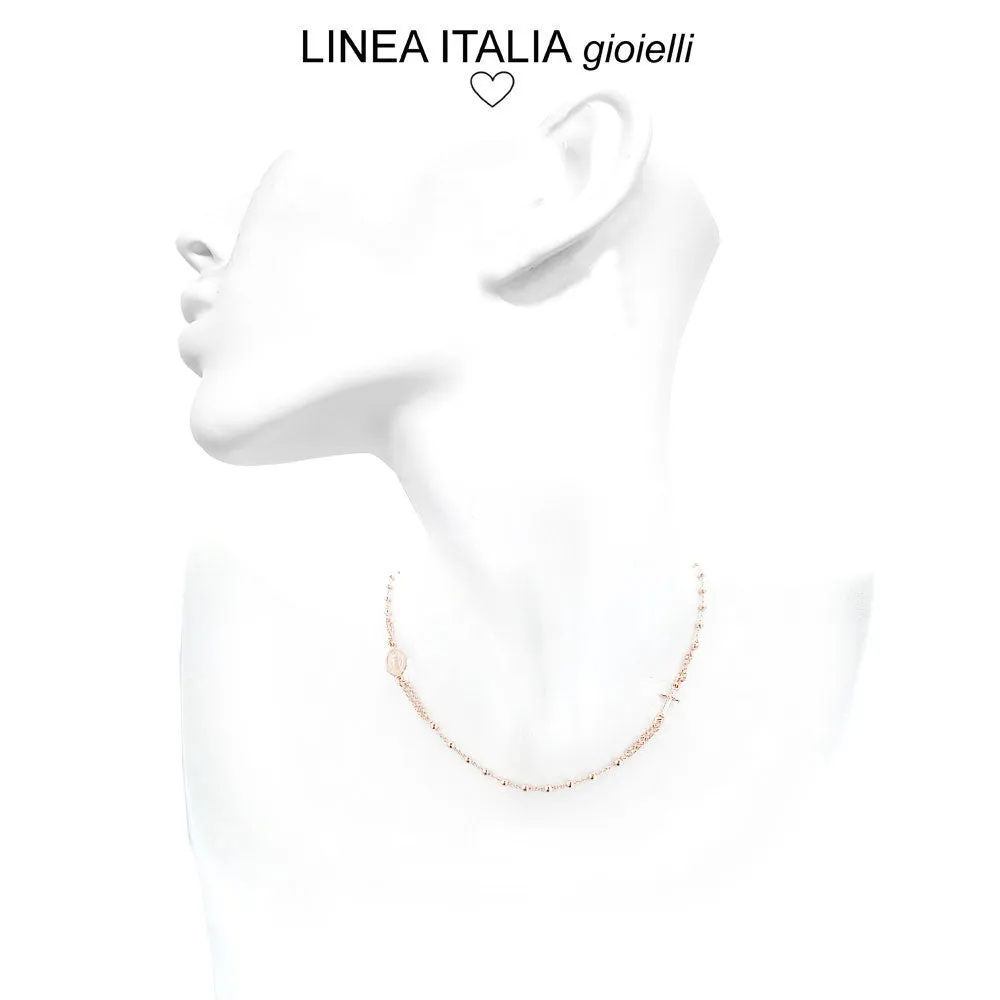 Girocollo Rosario Unisex Argento Placcato Oro Rosa