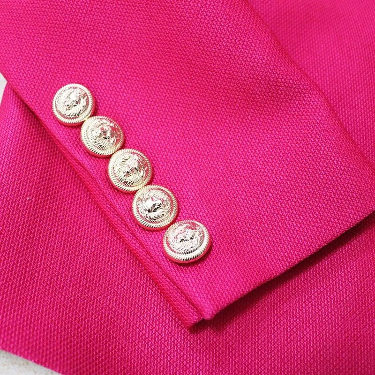 High Street Newest 2022 Designer Jacket Giacca da donna slim fit doppio petto con bottoni a forma di leone Blazer in piqué