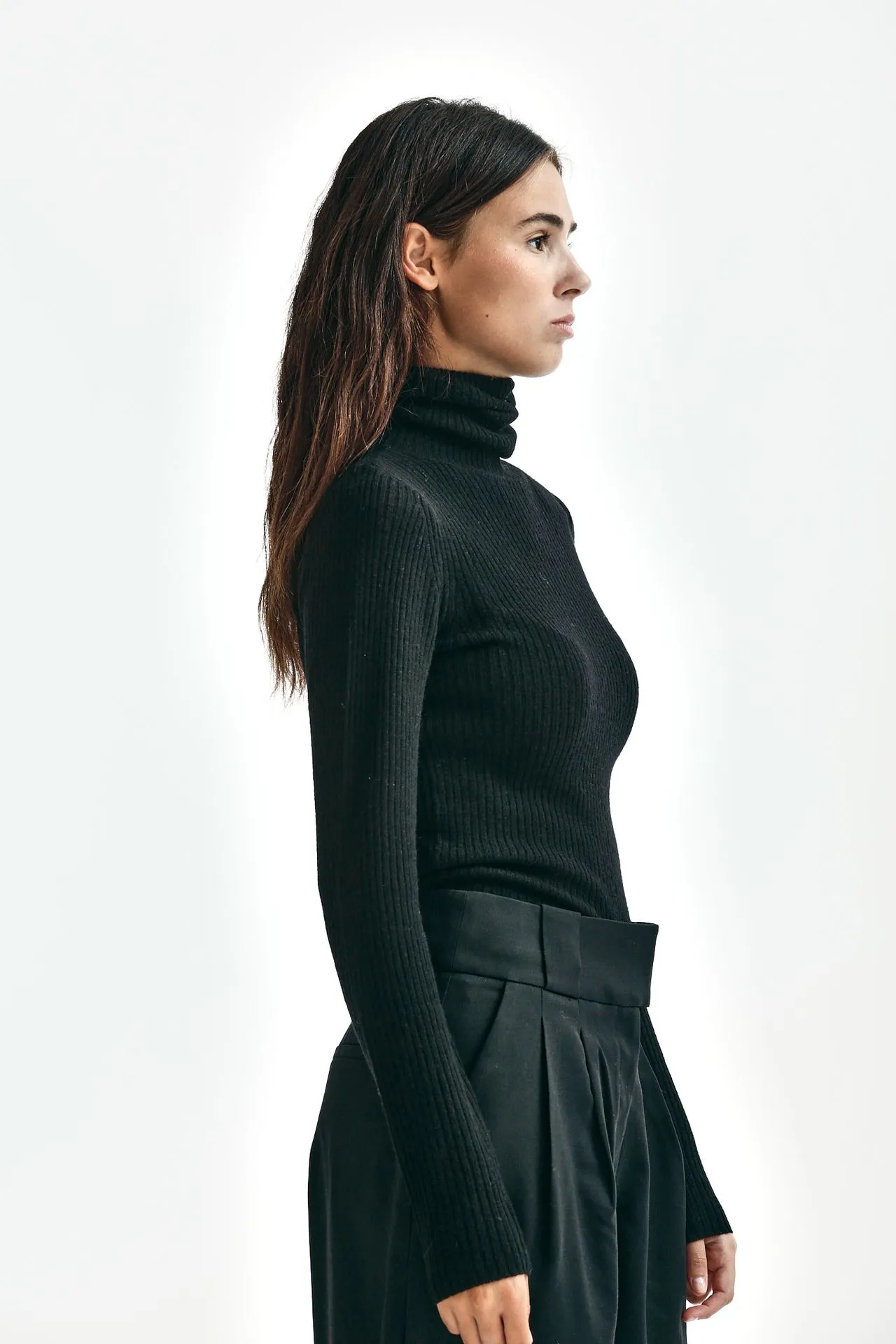 Maglia dolcevita lana/seta nero 