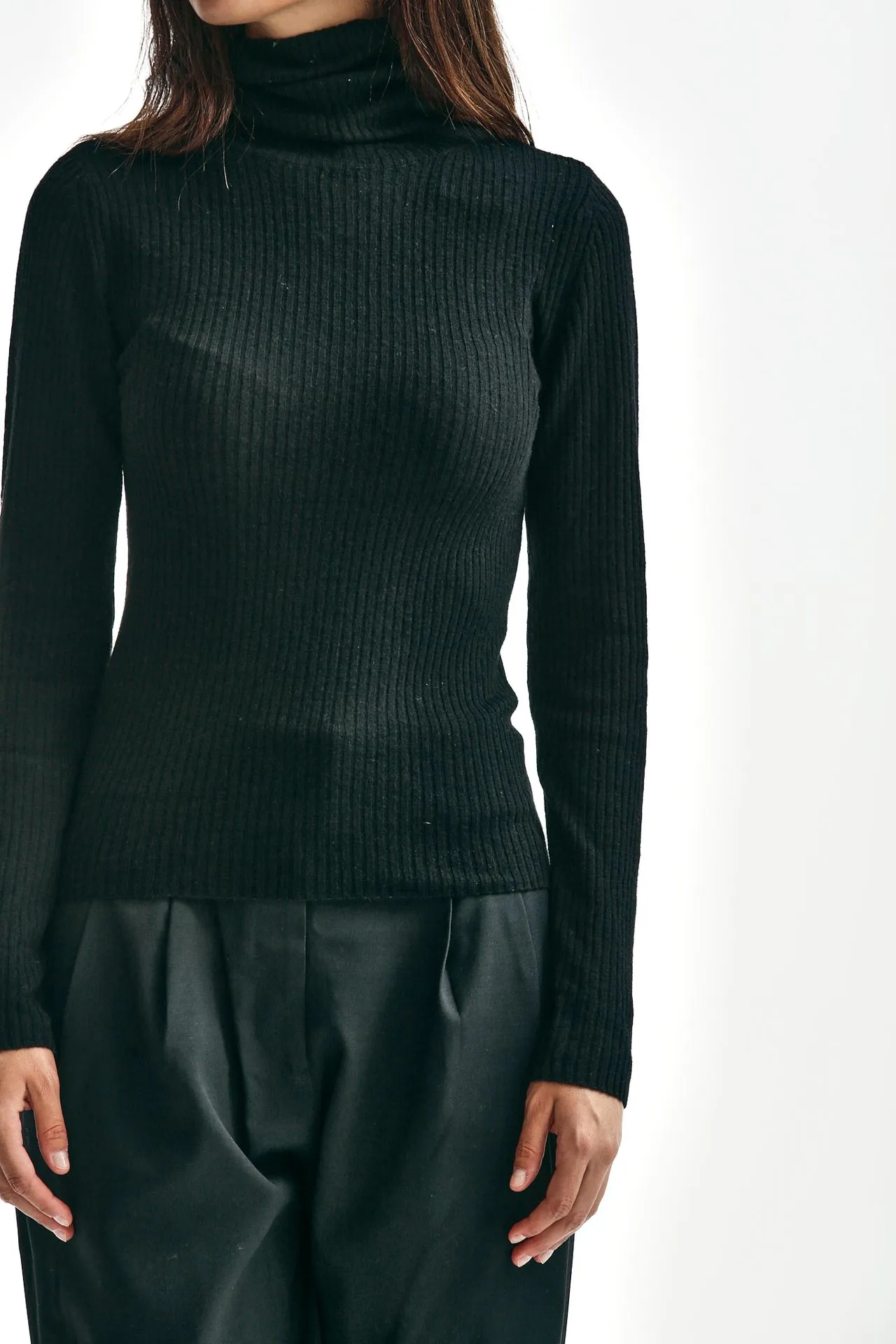 Maglia dolcevita lana/seta nero 