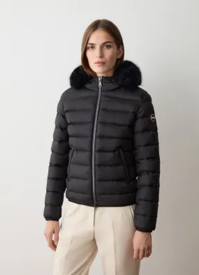 Short down jacket with faux fur