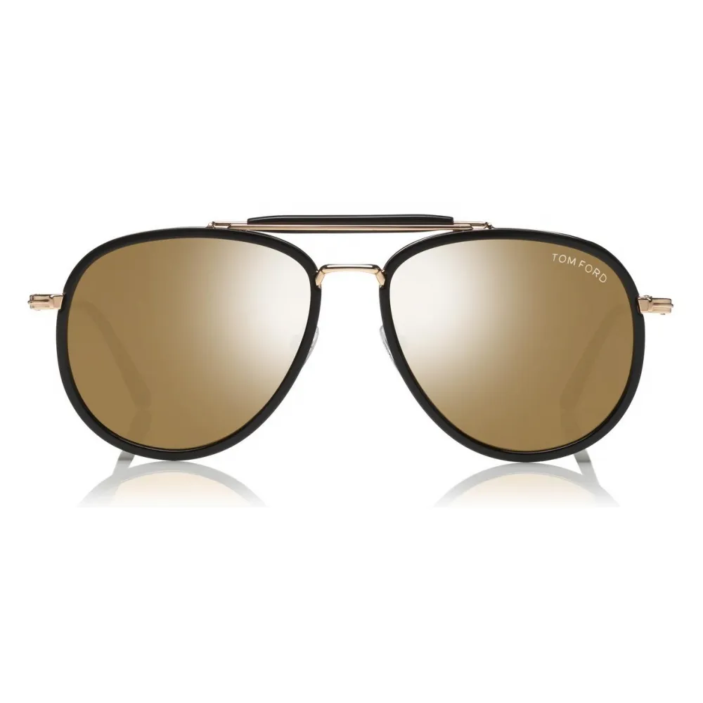 Tom Ford - Tripp Sunglasses - Occhiali da Sole Forma di Pilota - Nero Oro - FT0666 - Occhiali da Sole - Tom Ford Eyewear